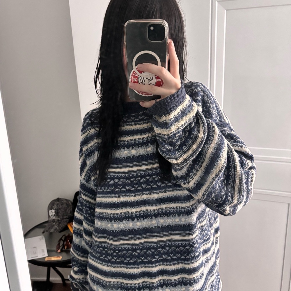 Blue and White Striped Sweater